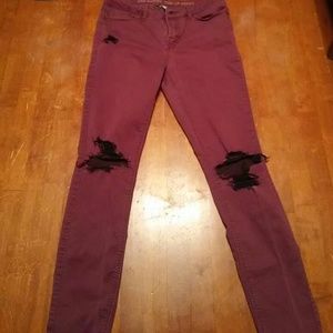 Dark purple skinny jeans